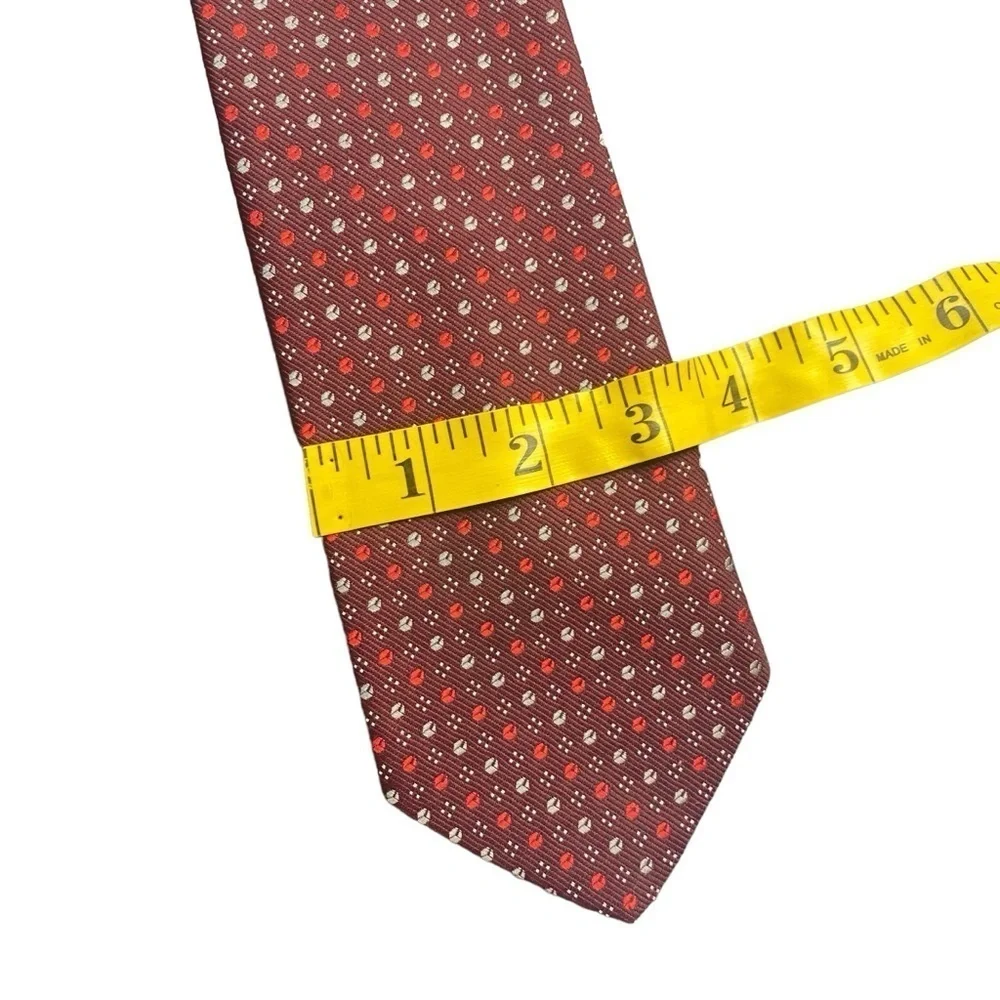 Christian Dior Burgundy Cream Dot Tie